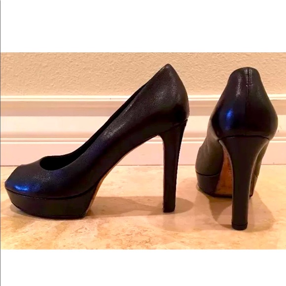 GUCCI Black Leather Open Toe Pumps Heels 10M ITALY - Picture 7 of 8